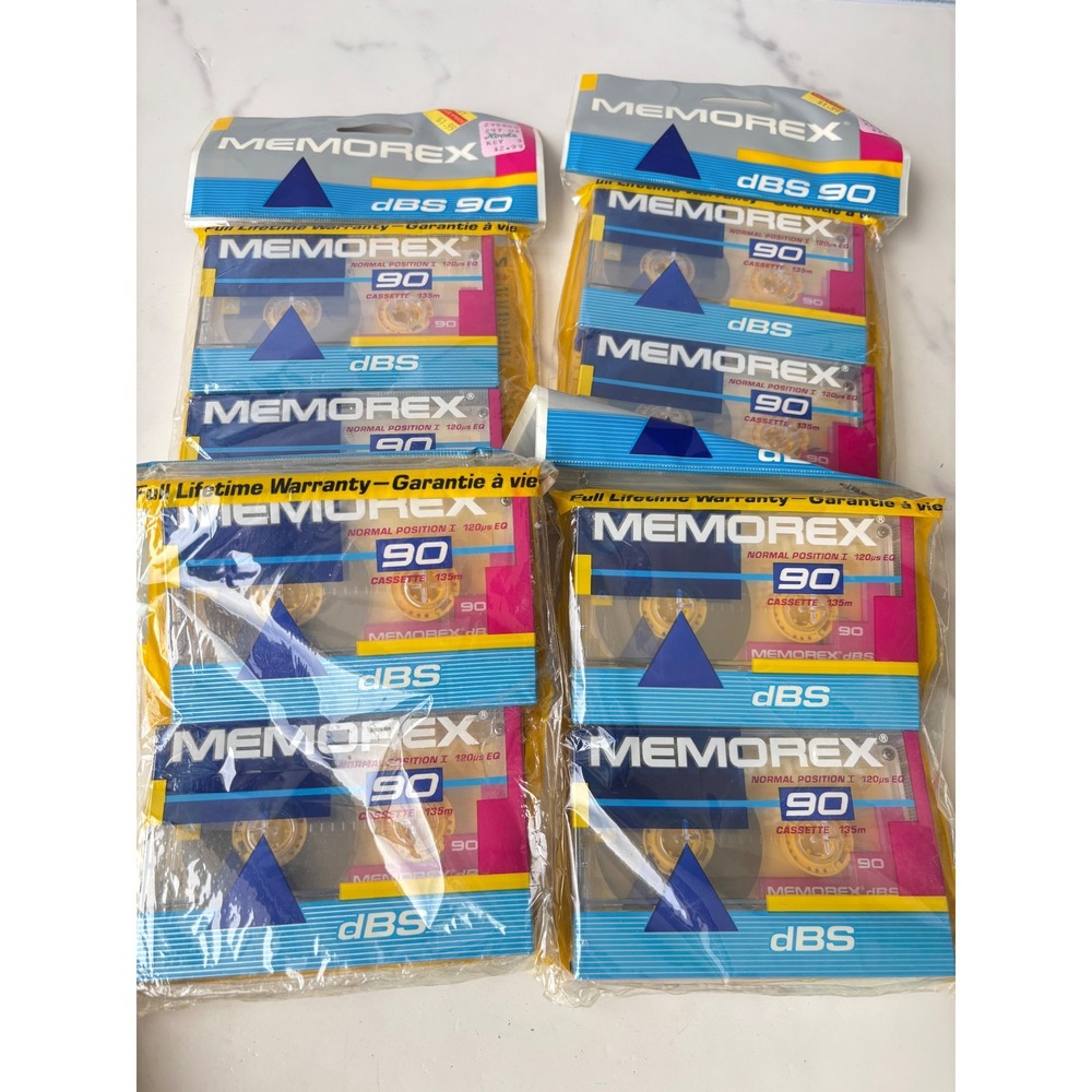 8 Pack Memorex dBS 90 Blank Audio Cassette Tapes Normal Bias Type I New Sealed